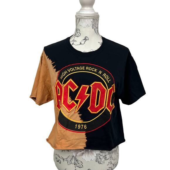 ACDC Size M High Voltage Rock and Roll 1976 Bleached Crop Tee - Picture 6 of 8